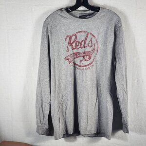 American Eagle Outfitter Grey Cotton Poly Reds Cable Service AE 1977 LS Tee Sz M